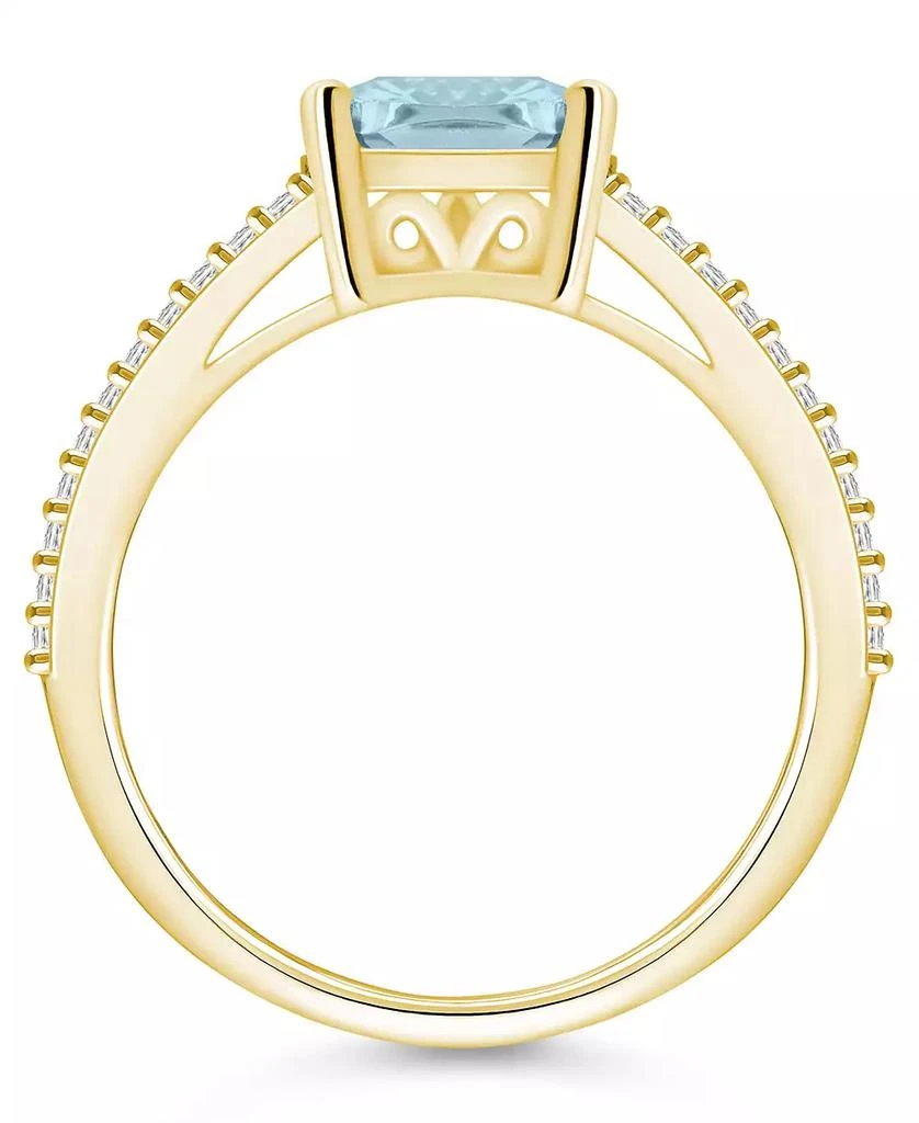 商品Macy's|Aquamarine and Diamond Accent Ring in 14K Yellow Gold,价格¥16574,第3张图片详细描述