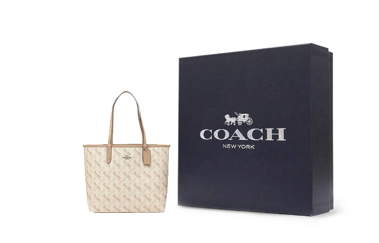 商品[国内直发] Coach|蔻驰 City Reversible 33 双面可用马车老花 PVC拼帆布 帆布包托特包Tote包购物袋手提单肩包 大号 女款 米棕色,价格¥2265,第7张图片详细描述