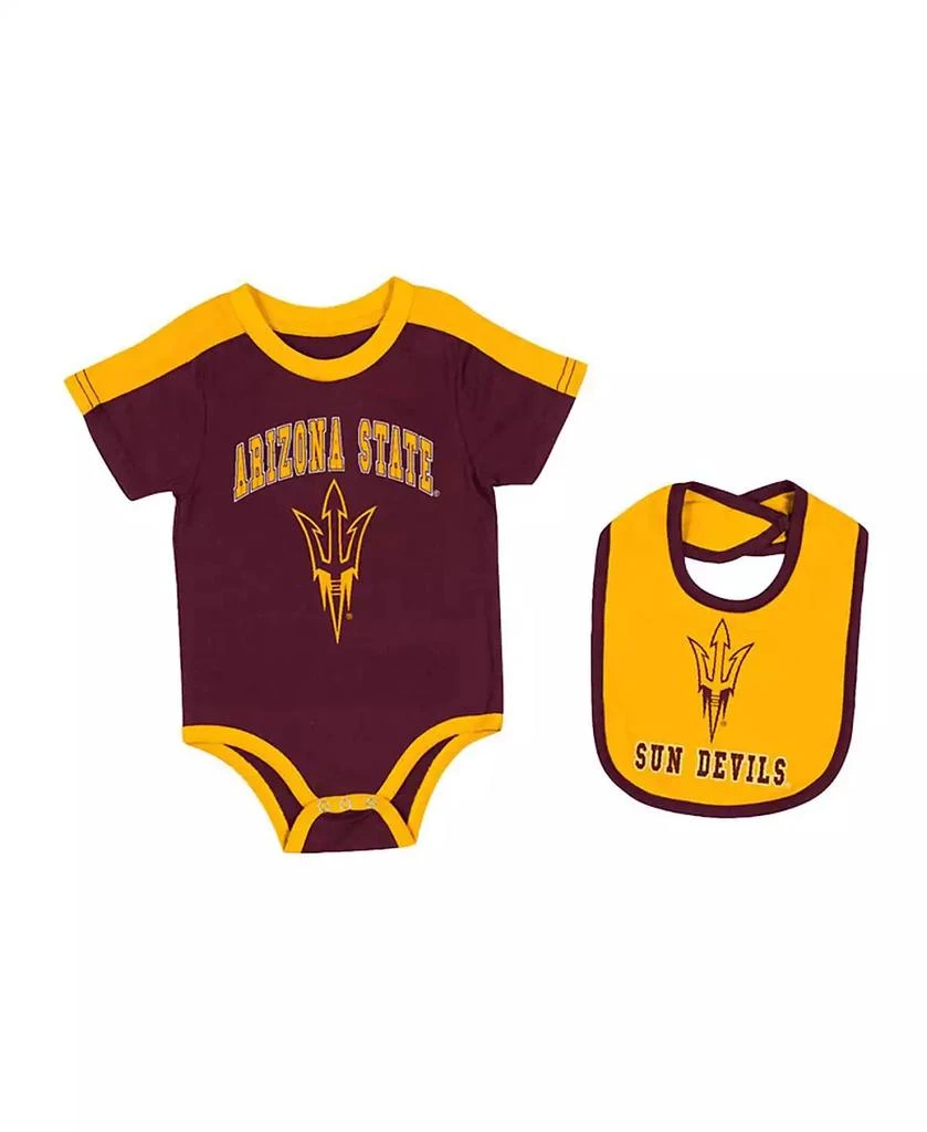 商品Colosseum|Baby Boys and Girls Maroon Arizona State Sun Devils Encore Bodysuit and Bib Set,价格¥187,第1张图片