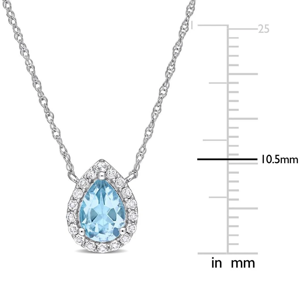 商品Julianna B|10k White Gold Blue Topaz & White Topaz Halo Necklace,价格¥2598,第3张图片详细描述