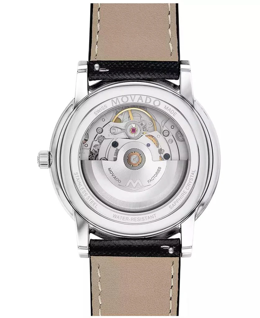 商品Movado|Men's Swiss Automatic Museum Black Calfskin Leather Strap Watch 40mm,价格¥5377,第3张图片详细描述