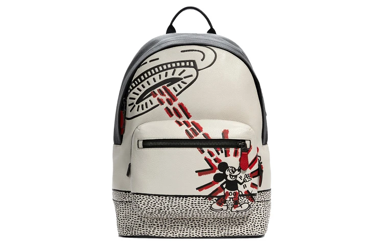 商品[国内直发] Coach|蔻驰 X Disney West 32 米老鼠印花 皮革 背包双肩包 大号 男女同款情侣款 黑白色,价格¥3452,第1张图片