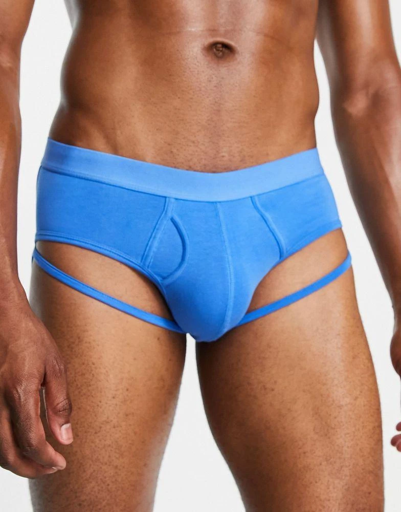 商品ASOS|ASOS DESIGN brief in blue with leg strap detail,价格¥44,第4张图片详细描述