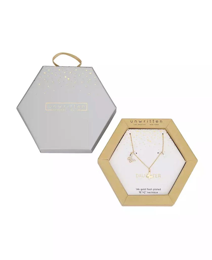 商品Unwritten|14K Gold Flash-Plated Cubic Zirconia Double Butterfly Necklace with Extender,价格¥167,第3张图片详细描述