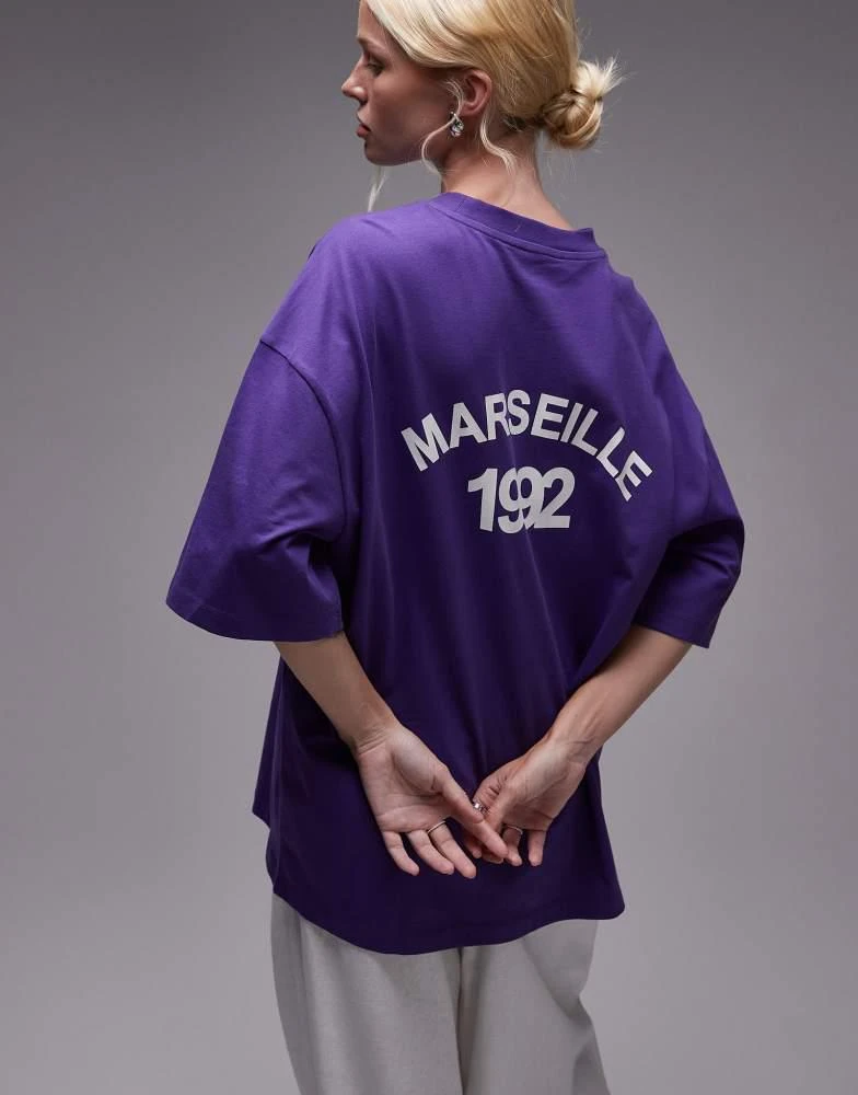 商品Topshop|Topshop oversized graphic Marseille t-shirt in purple,价格¥302,第1张图片