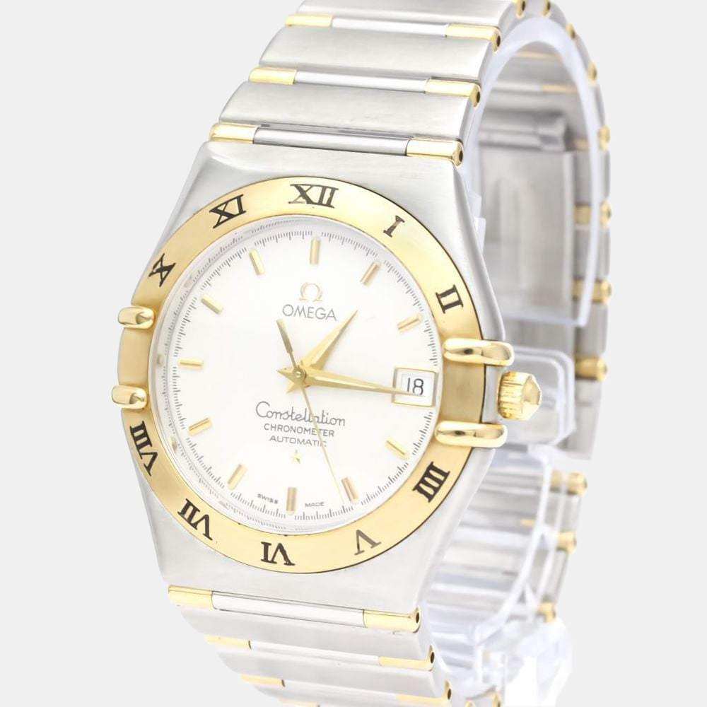 商品[二手商品] Omega|Omega Silver 18k Yellow Gold And Stainless Steel Constellation 1202.30 Automatic Men's Wristwatch 36 mm,价格¥11262,第1张图片
