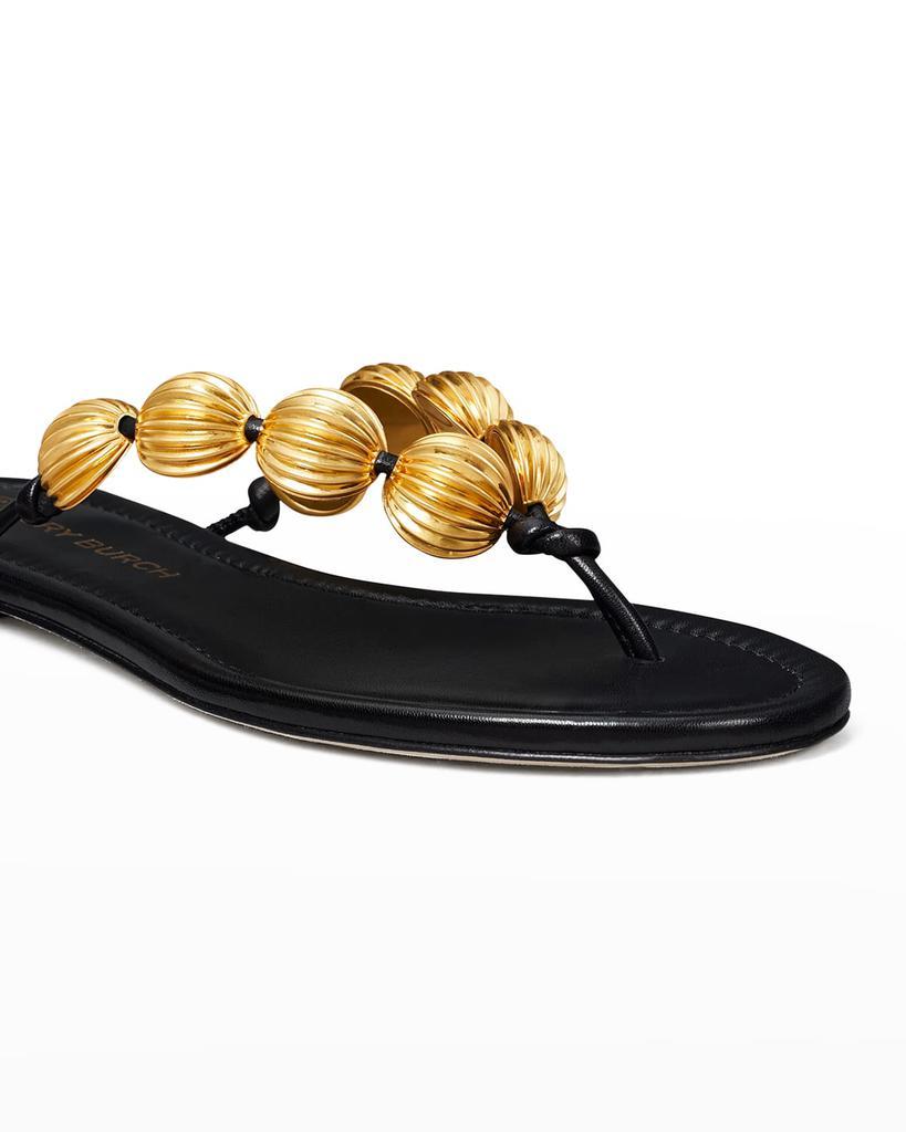 商品Tory Burch|Capri Beaded Leather Thong Sandals,价格¥1309,第5张图片详细描述
