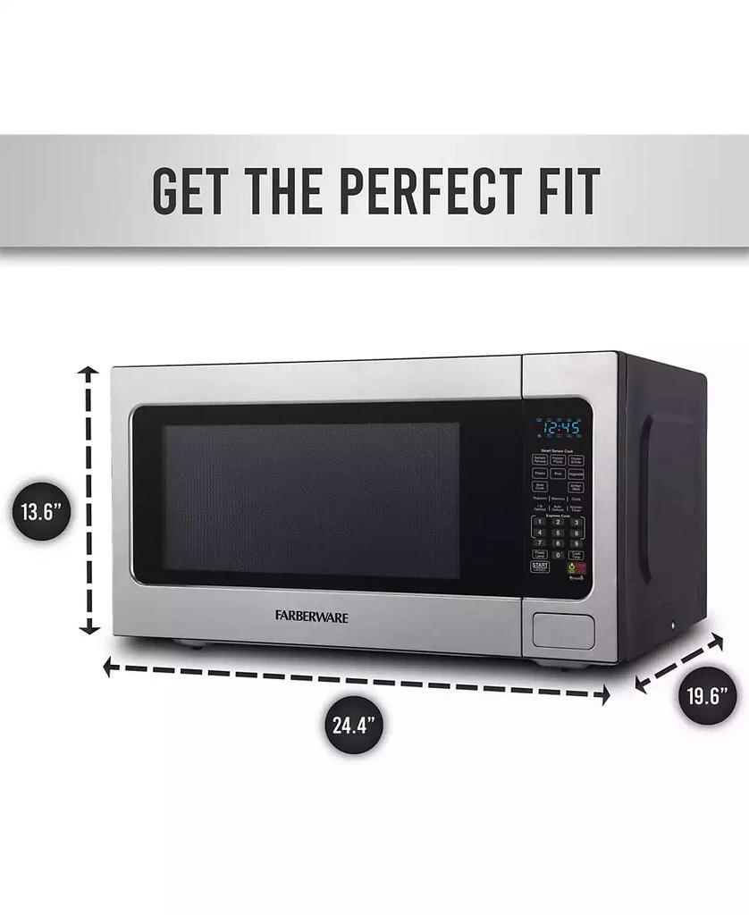 商品Farberware|Professional FMO22ABTBKA 2.2 Cu. Ft. 1200-Watt Microwave Oven with Smart Sensor Cooking, Stainless Steel,价格¥2221,第4张图片详细描述