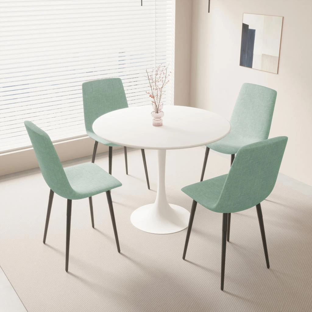 商品Streamdale Furniture|Streamdale White Round Dining Table Set with 4 Chairs,价格¥4422,第1张图片