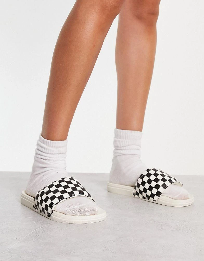 商品Vans|Vans La Costa checkerboard sliders in black and white,价格¥215,第2张图片详细描述