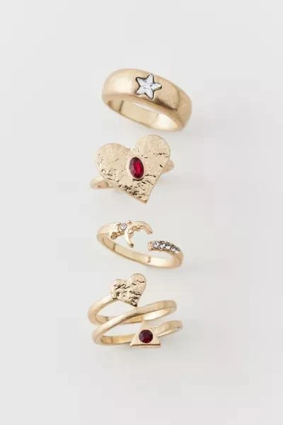 商品Urban Outfitters|Rhea Red Rhinestone Ring Set,价格¥153,第1张图片