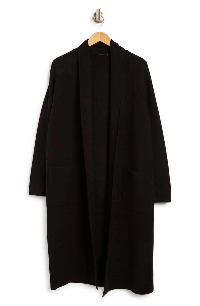 商品Tahari|Faux Leather Open Front Duster Cardigan,价格¥301,第3张图片详细描述