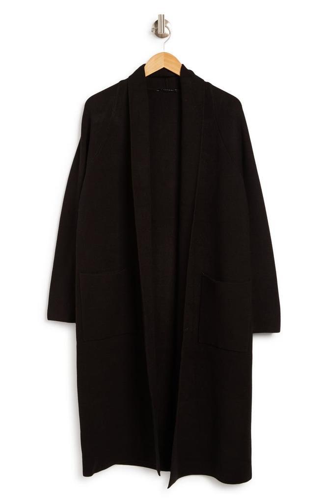 商品Tahari|Faux Leather Open Front Duster Cardigan,价格¥297,第1张图片