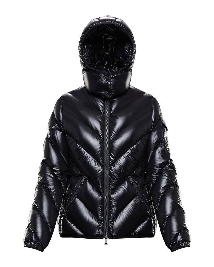 商品Moncler|Brouel Chevron Nylon Laque Down Quilted Jacket with Attached Hood,价格¥12286,第6张图片详细描述