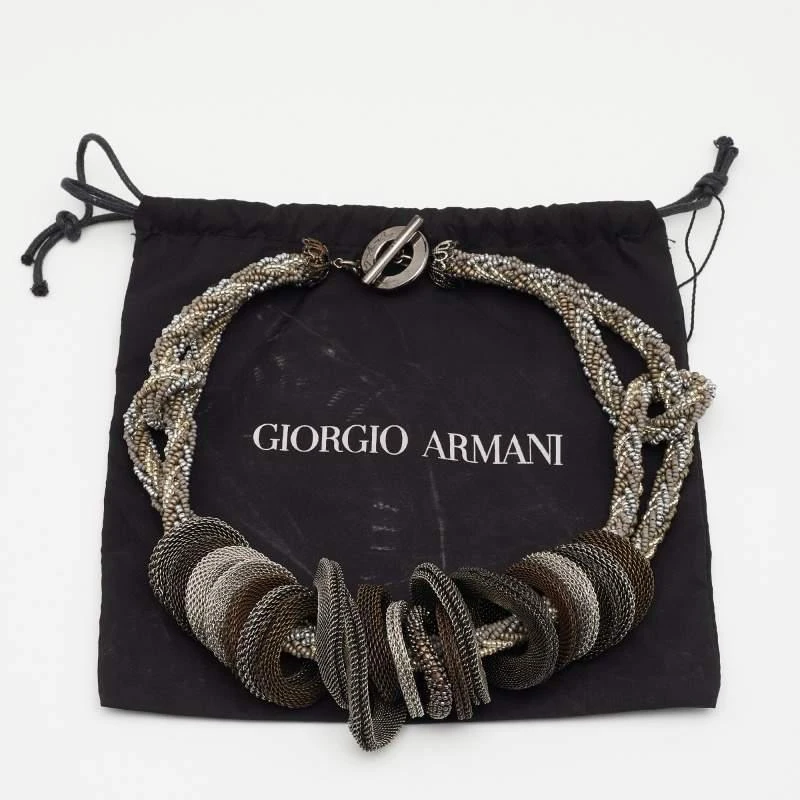 Giorgio Armani Three Tone Bead & Mesh Toggle Necklace 商品