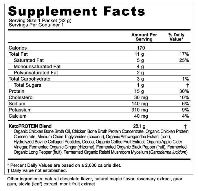 商品Ancient Nutrition|Keto高脂低碳水蛋白粉15件随身装 - 巧克力味,价格¥527,第4张图片详细描述