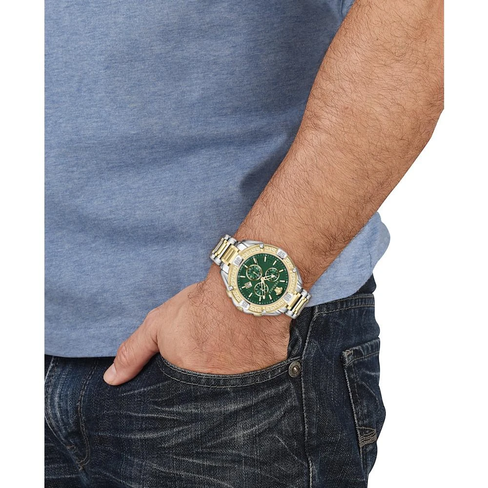 商品Versace|Men's Swiss Chronograph V-Greca Two-Tone Stainless Steel Bracelet Watch 46mm,价格¥9377,第4张图片详细描述
