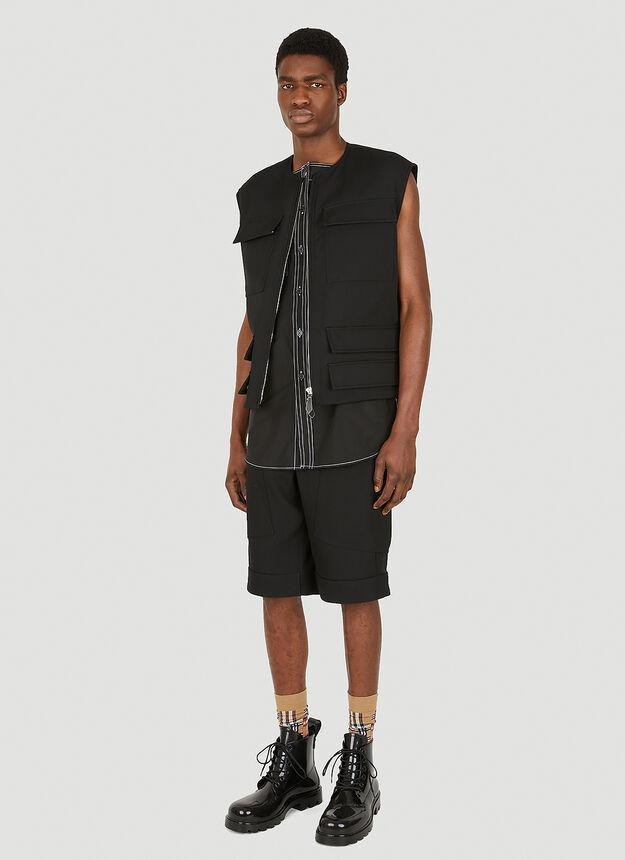 商品Burberry|Topstitched Sleeveless Shirt in Black,价格¥8633,第4张图片详细描述