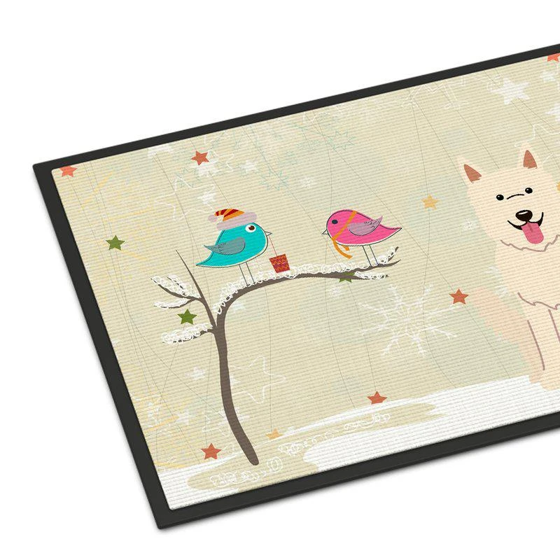 商品Caroline's Treasures|24 in x 36 in Christmas Presents between Friends German Shepherd White Door Mat Indoor/Outdoor,价格¥312,第1张图片