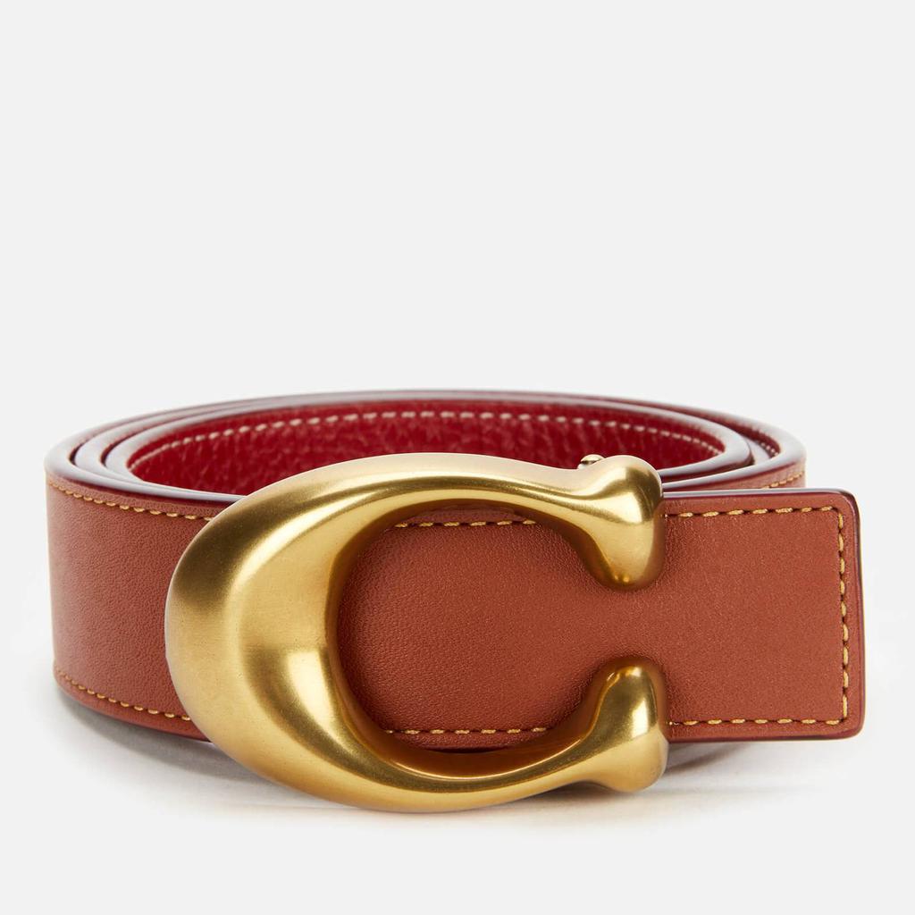 Coach Women's 32mm C Reversible Belt - Tan/Red 1941 Saddle商品第1张图片规格展示