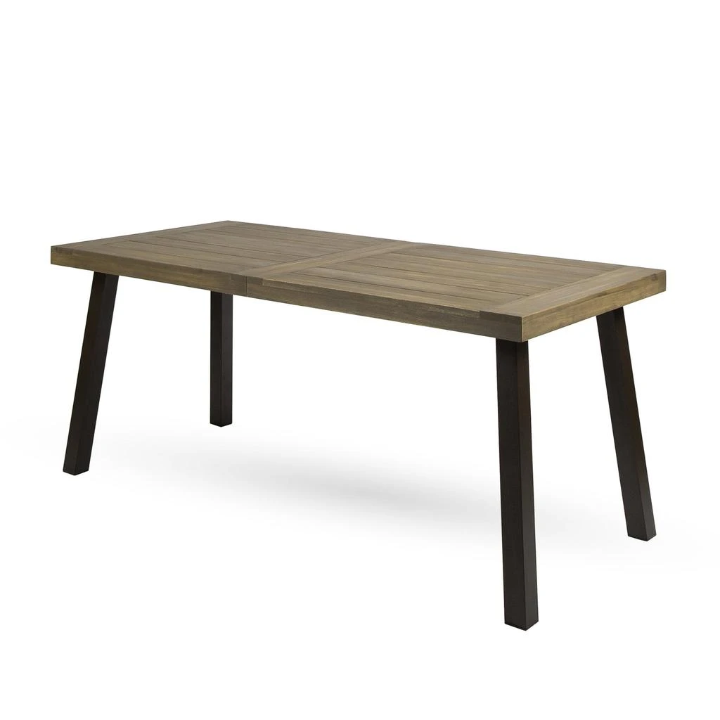 商品Streamdale Furniture|Streamdale Della Acacia Wood Dining Table, Grey/Rustic Metal,价格¥3421,第3张图片详细描述