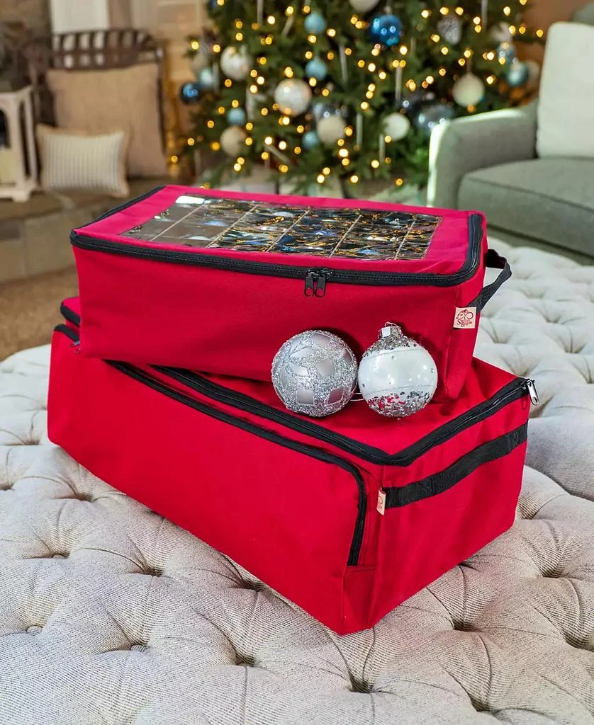 商品Santa's Bag|2 Tray Christmas Ornament Storage Box with Clear Lid,价格¥464,第4张图片详细描述