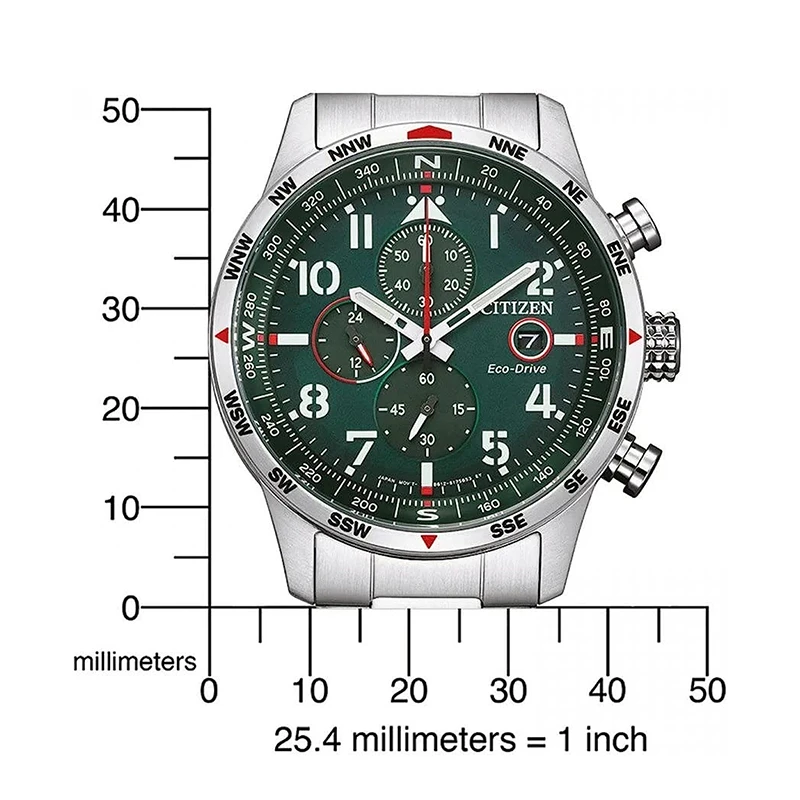 Citizen 23新款 男士银色不锈钢精钢表带绿色表盘腕表43mm 商品