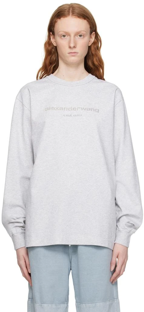 商品Alexander Wang|Gray Glitter Long Sleeve T-Shirt,价格¥1457,第1张图片