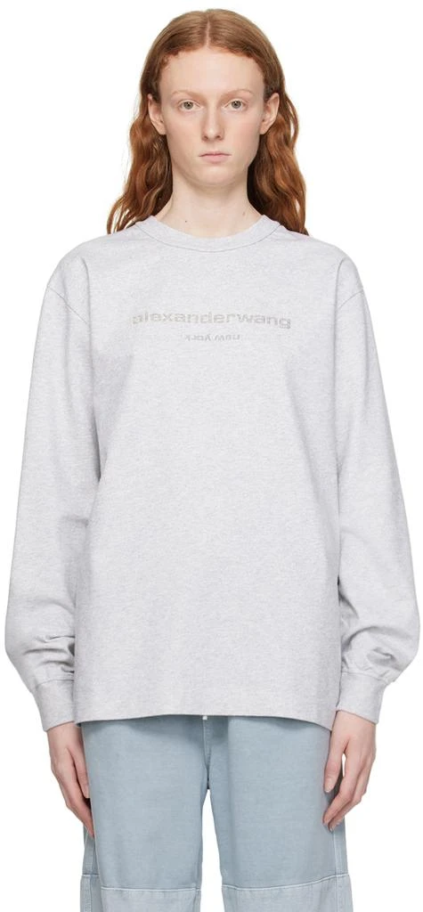 商品Alexander Wang|Gray Glitter Long Sleeve T-Shirt,价格¥2100,第1张图片