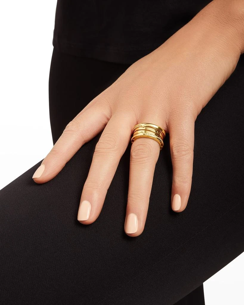 商品BVLGARI|B.Zero1 18K Gold 3-Band Wave Ring with Diamonds, EU 51 / US 5.75,价格¥37634,第5张图片详细描述