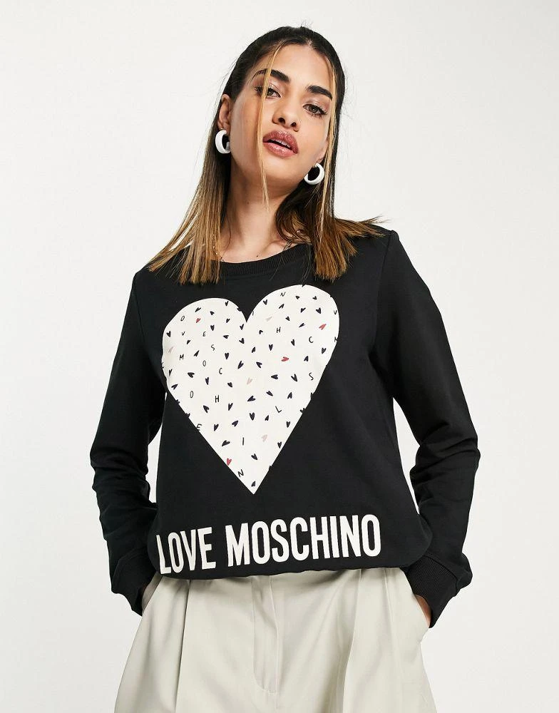 商品Love Moschino|Love Moschino mini heart logo sweatshirt in black,价格¥901,第1张图片