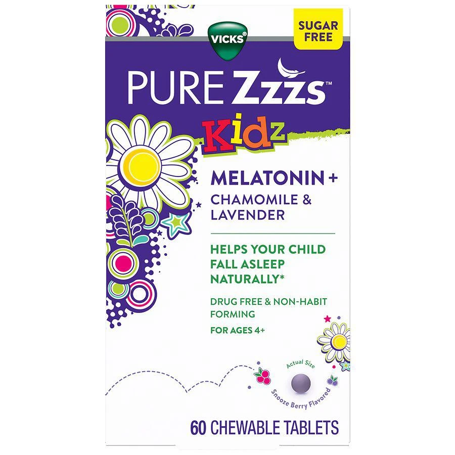 商品PURE Zzzs|Kidz Melatonin Sleep Aid Chewable Tablets, Drug-Free & Non-Habit Forming Berry,价格¥166,第1张图片