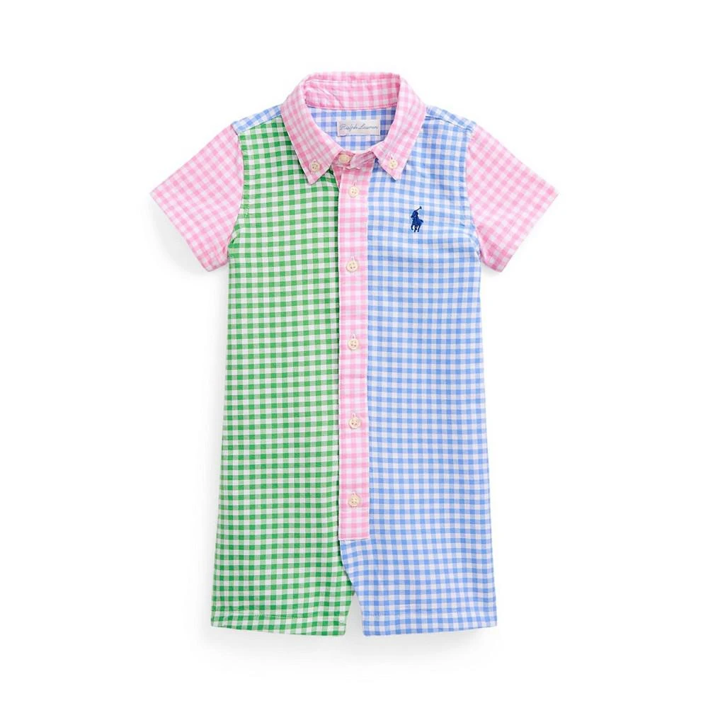 商品Ralph Lauren|Baby Boys Gingham Cotton Oxford Fun Shortall,价格¥190,第1张图片