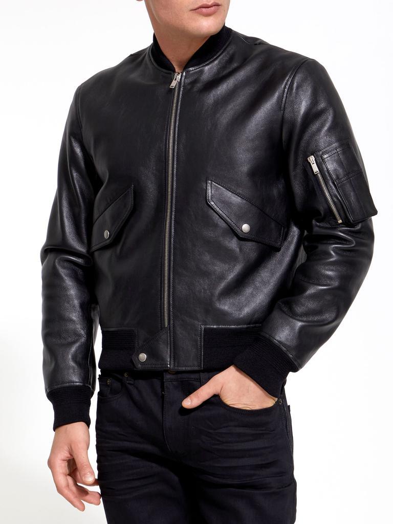 商品Yves Saint Laurent|Black leather bomber jacket,价格¥13420,第4张图片详细描述