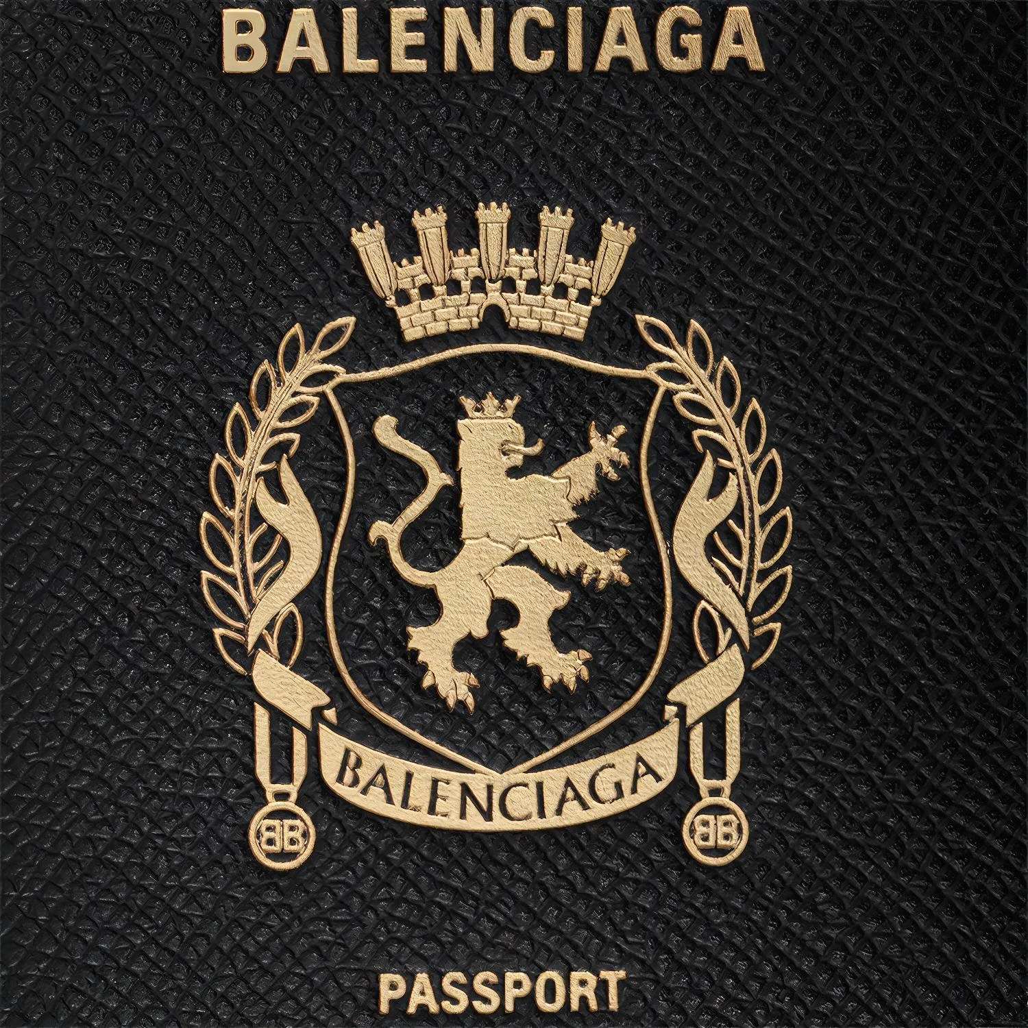 商品[国内直发] Balenciaga|巴黎世家 Passport 字母徽标压花半哑光柔软纹理 小牛皮 护照包 男款 黑色,价格¥3700,第10张图片详细描述