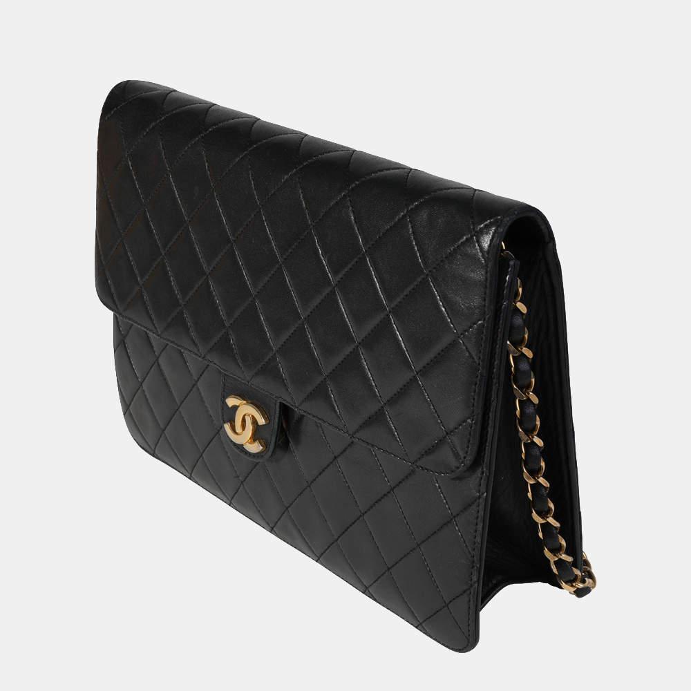 Chanel Black Quilted Lambskin Leather Vintage CC Single Flap Shoulder Bag商品第2张图片规格展示
