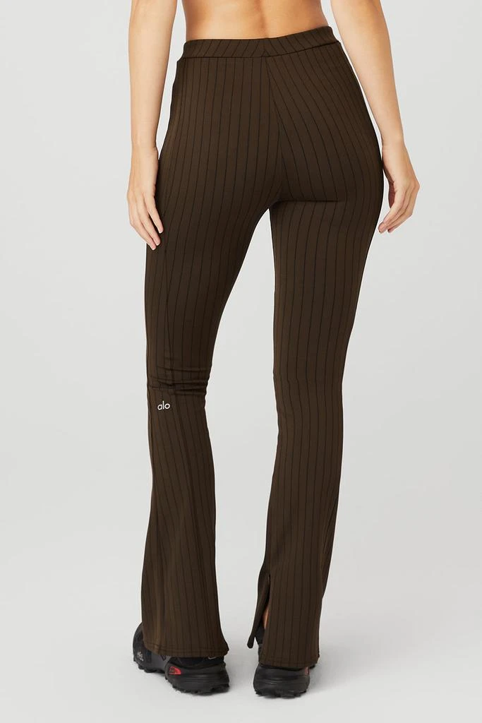 商品Alo|High-Waist Pinstripe Zip It Flare Legging - Espresso/Black,价格¥1060,第2张图片详细描述