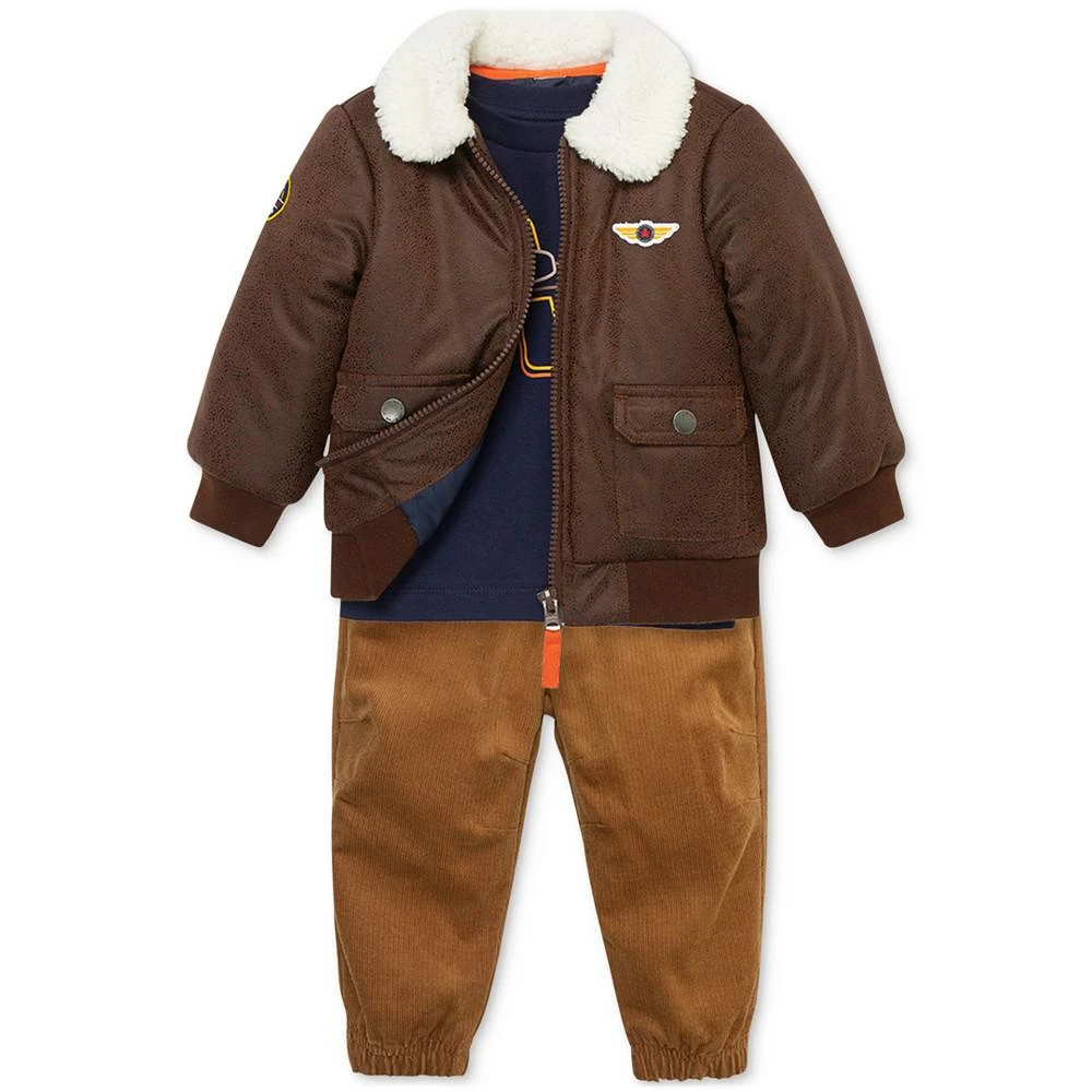 商品Little Me|Baby Boys Aviator Jacket, Graphic T-Shirt and Pants, 3 Piece Set,价格¥506,第3张图片详细描述