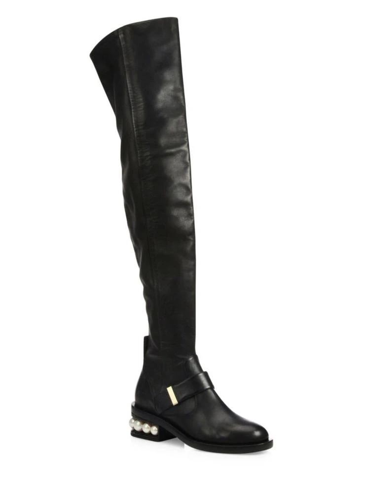 商品Nicholas Kirkwood|Casati Pearly Heel Velvet Over-The-Knee Boots,价格¥5079,第1张图片