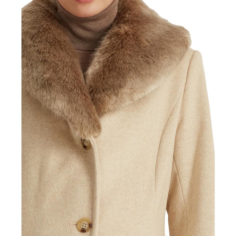 Women's Faux-Fur-Trim Walker Coat, Created for Macy's商品第3张图片规格展示