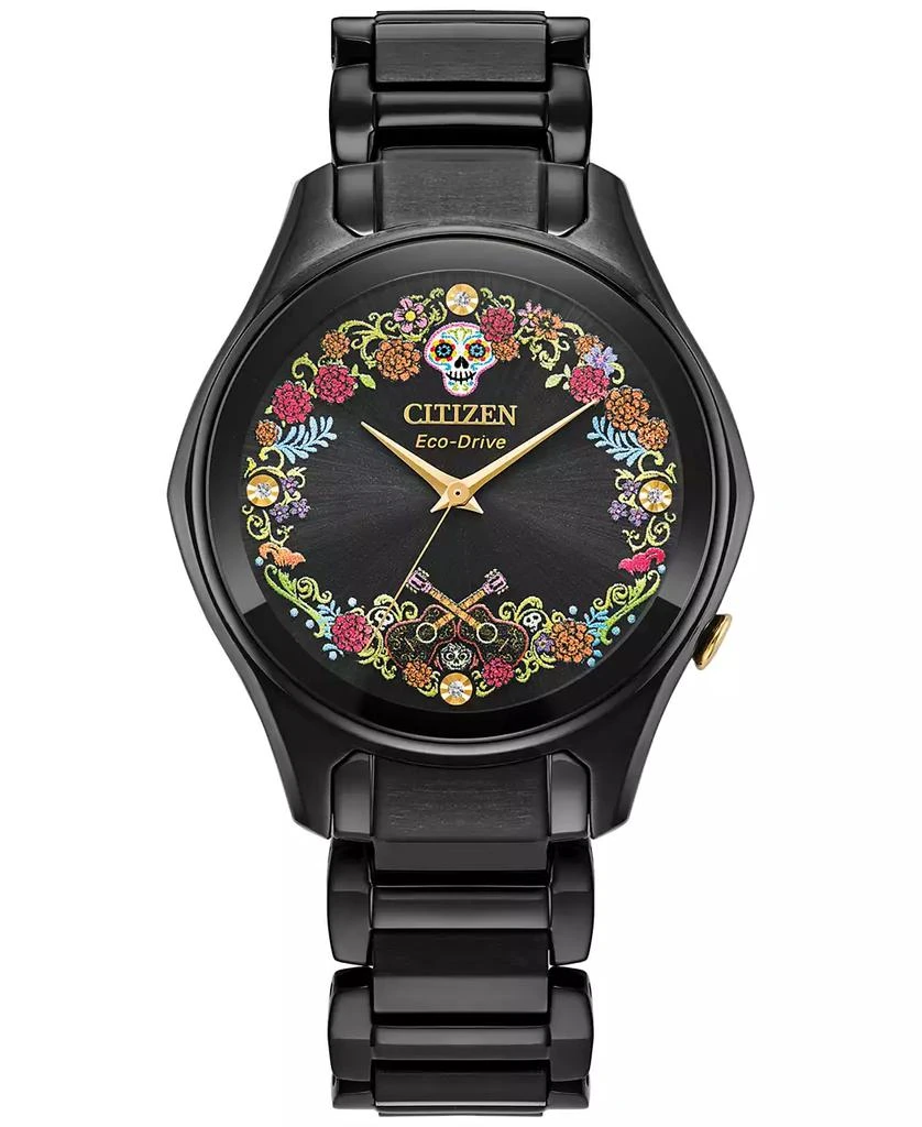 商品Citizen|Eco-Drive Women's Disney Pixar Coco Sugar Skull Black-Tone Stainless Steel Bracelet Watch 37mm,价格¥2037,第1张图片