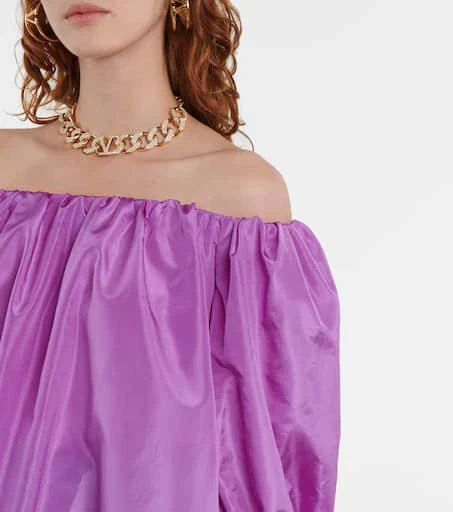 商品Valentino|Silk taffeta off-shoulder top,价格¥10904,第4张图片详细描述