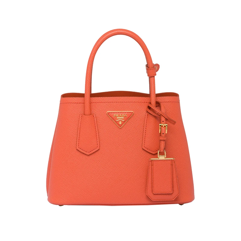 PRADA/普拉达 22新款 Prada Double系列 女士mini橙色saffiano皮革金扣徽标单肩斜跨手提包1BG443_2A4A_F0049_V_XOO 商品
