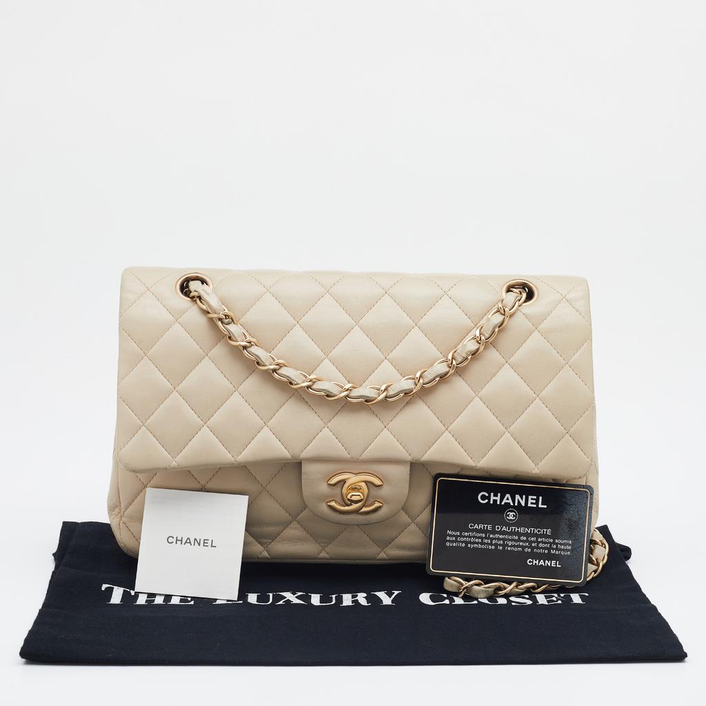 Chanel Cream Quilted Leather Medium Classic Double Flap Bag商品第10张图片规格展示