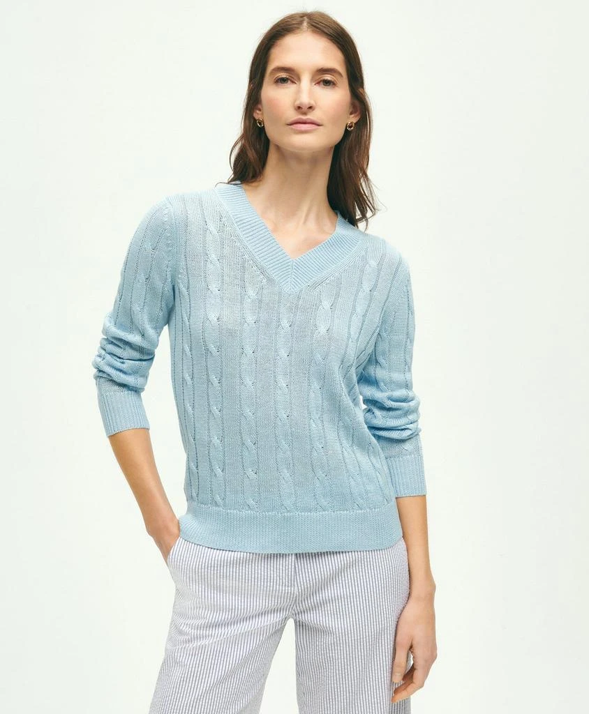 商品Brooks Brothers|Italian Linen Cable Knit Sweater,价格¥604,第1张图片