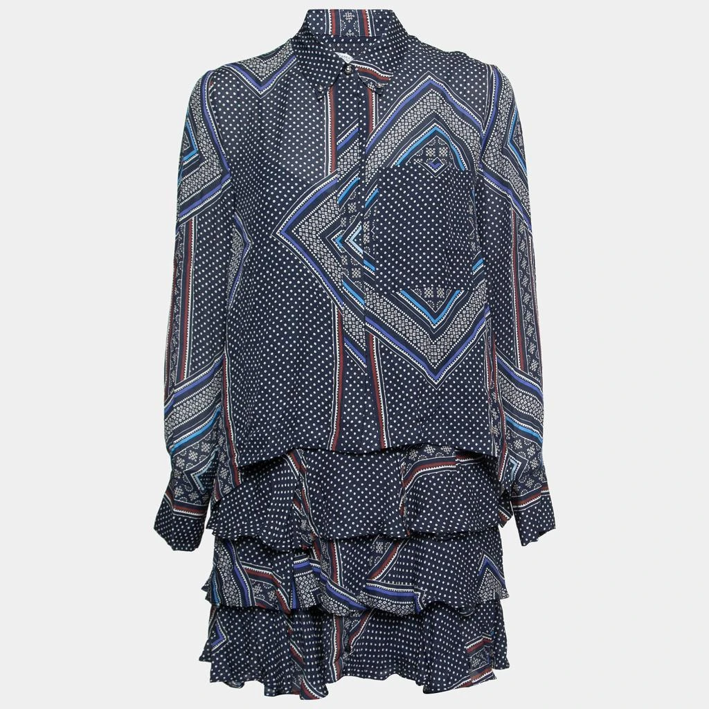 商品Derek Lam|Derek Lam 10 Crosby Blue Printed Silk Tiered Dress and Blouse Set M,价格¥998,第1张图片