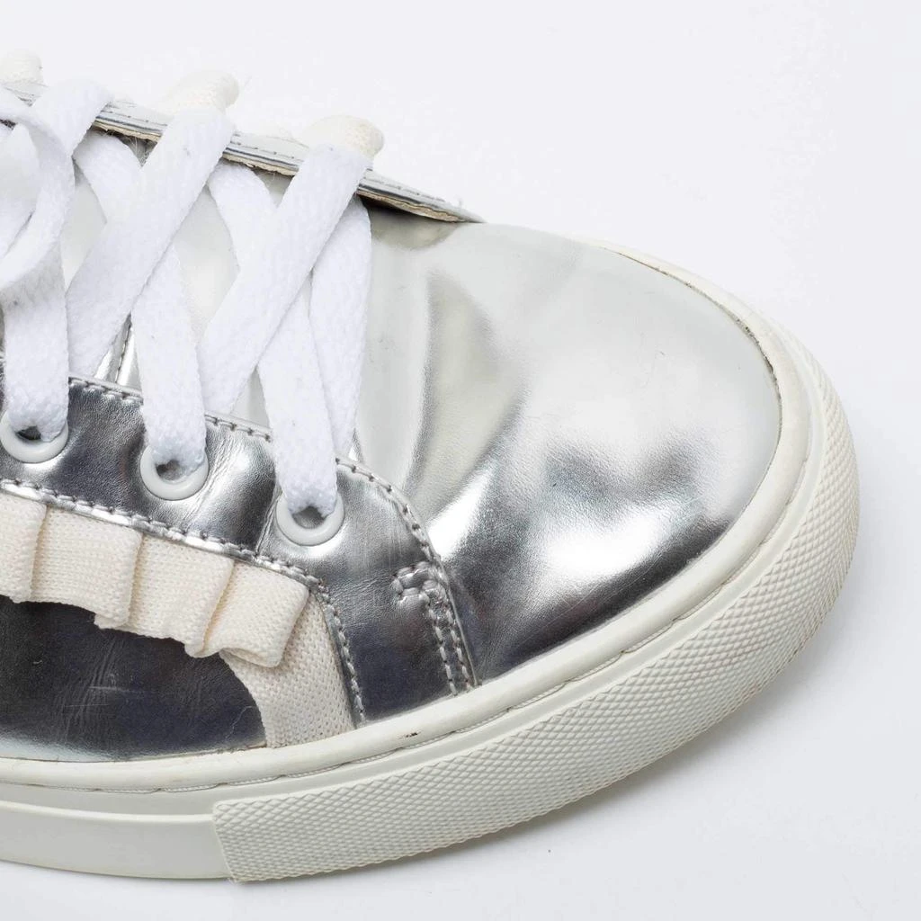 Tory Burch Silver/White Leather Tory Sport Ruffle Low Top Sneakers Size 38.5 商品