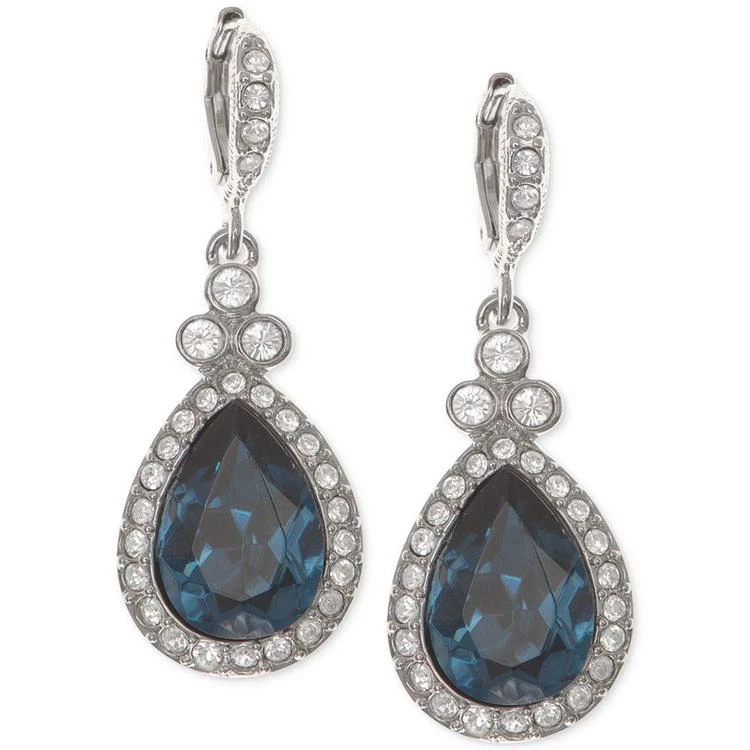 商品Givenchy|纪梵希水晶吊坠耳环Givenchy Silver-Tone Dark Blue Crystal and Pavé Teardrop Drop Earrings,价格¥337,第1张图片