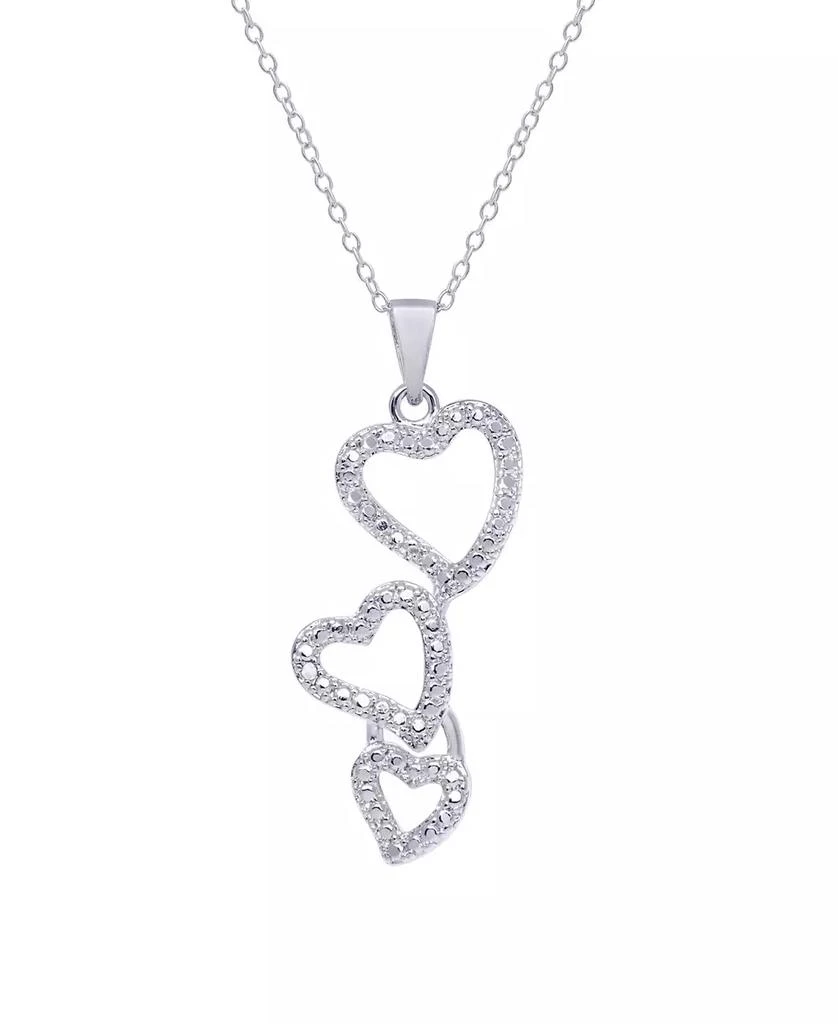 商品Macy's|Diamond Accent Silver-plated Triple Heart Pendant Necklace,价格¥569,第1张图片