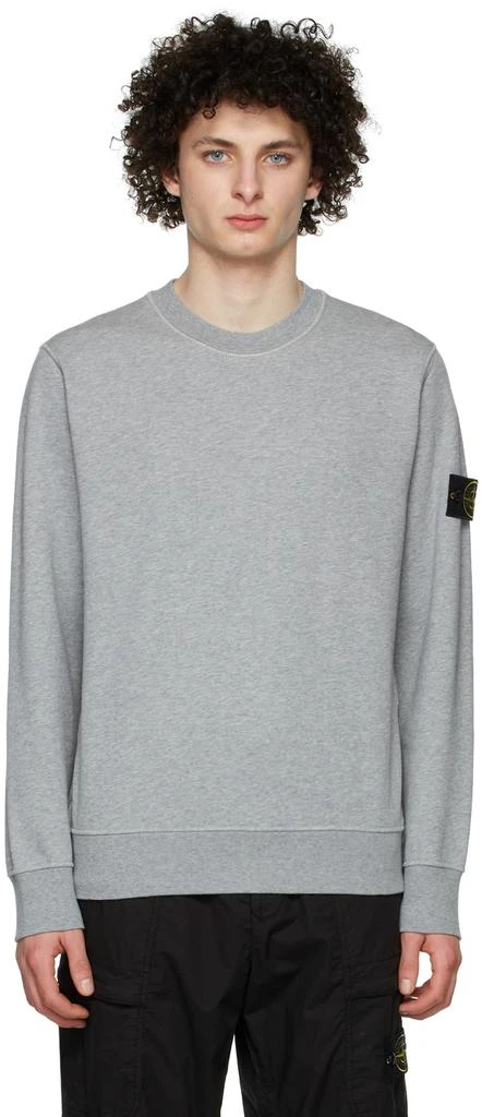 商品Stone Island|Grey Cotton Fleece Sweatshirt,价格¥1173,第1张图片